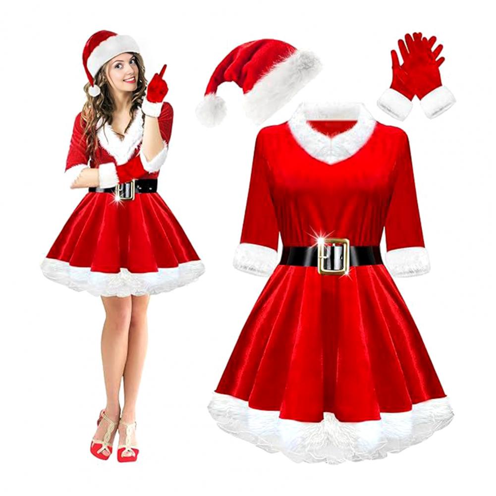 Elf Costume Christmas - 4 Pcs Mrs. Claus Costume Set