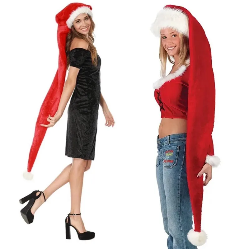 Santa Hat Plush - Soft Plush Extra Long Adult Santa