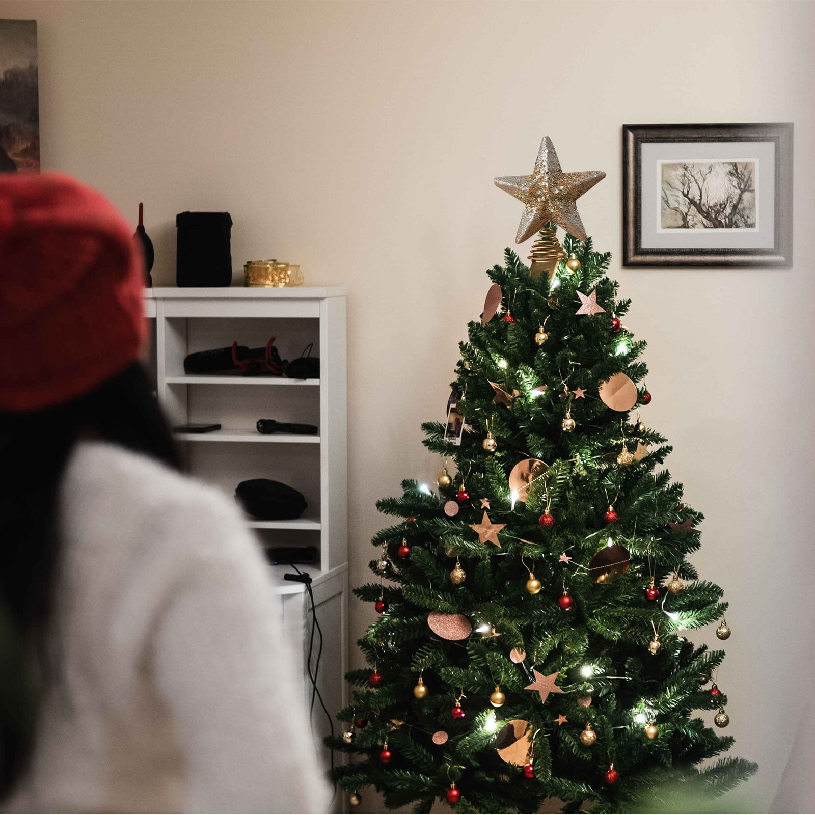 Star Tree Topper - Christmas Tree Top Star Decoration Shiny
