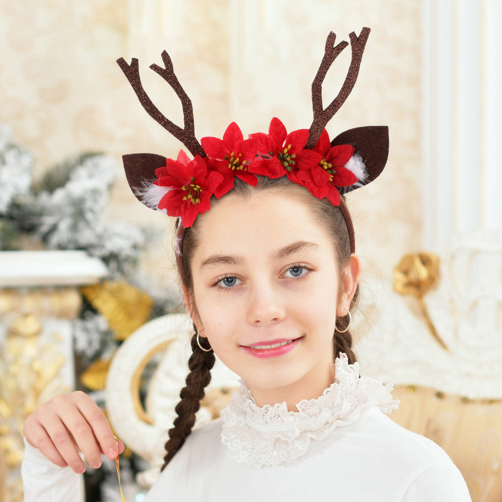 Reindeer Antlers Headband - Reindeer Antler Christmas Headband Deer Ears