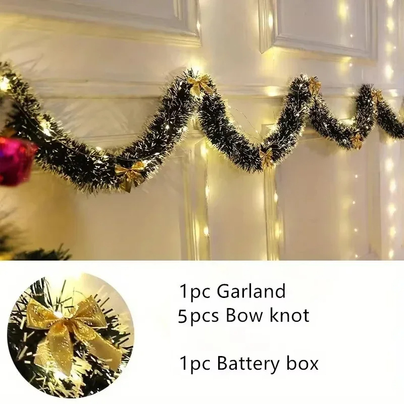 Tinsel Garland Decoration - 2M LED Light Christmas Tinsel Garland
