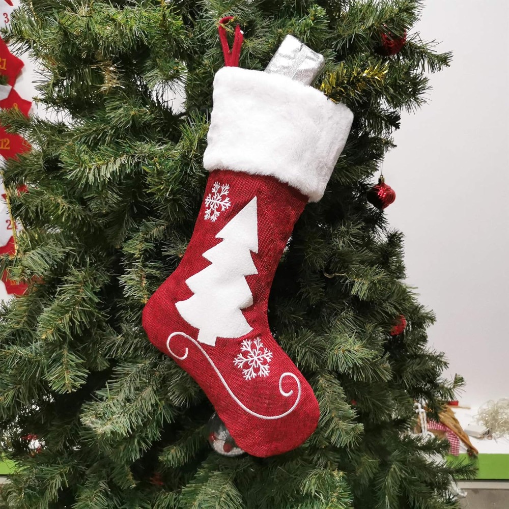 2-4 Pcs Large Burlap Christmas - Christmas Stocking Hanging ulasan dan harga