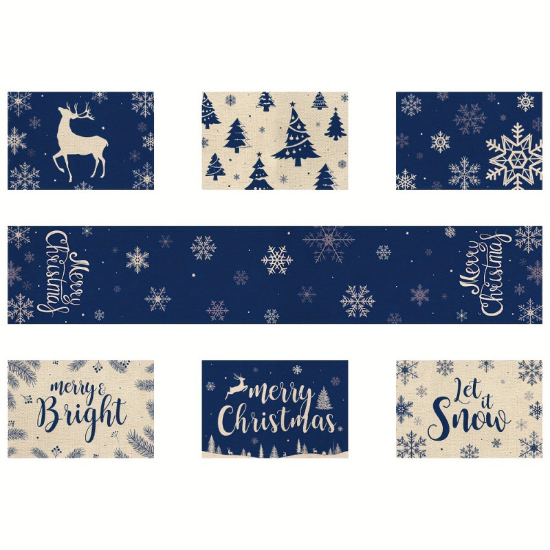 7-Piece Christmas Placemat and - Christmas Table Runner ulasan dan harga