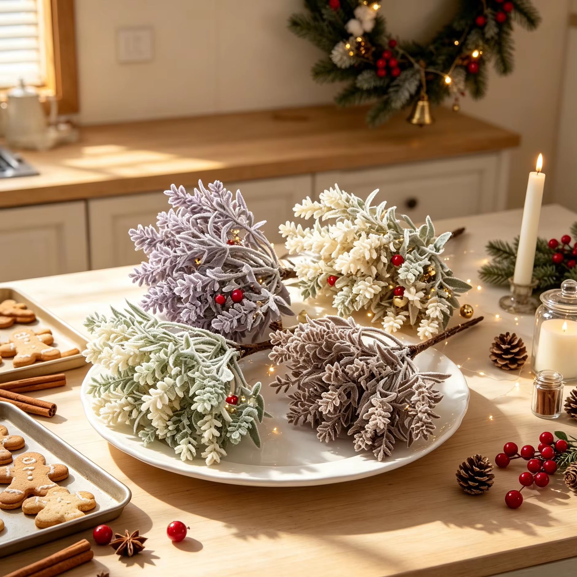 1/5PCS Artificial Plastic Flow - Christmas Wreath Fake ulasan dan harga