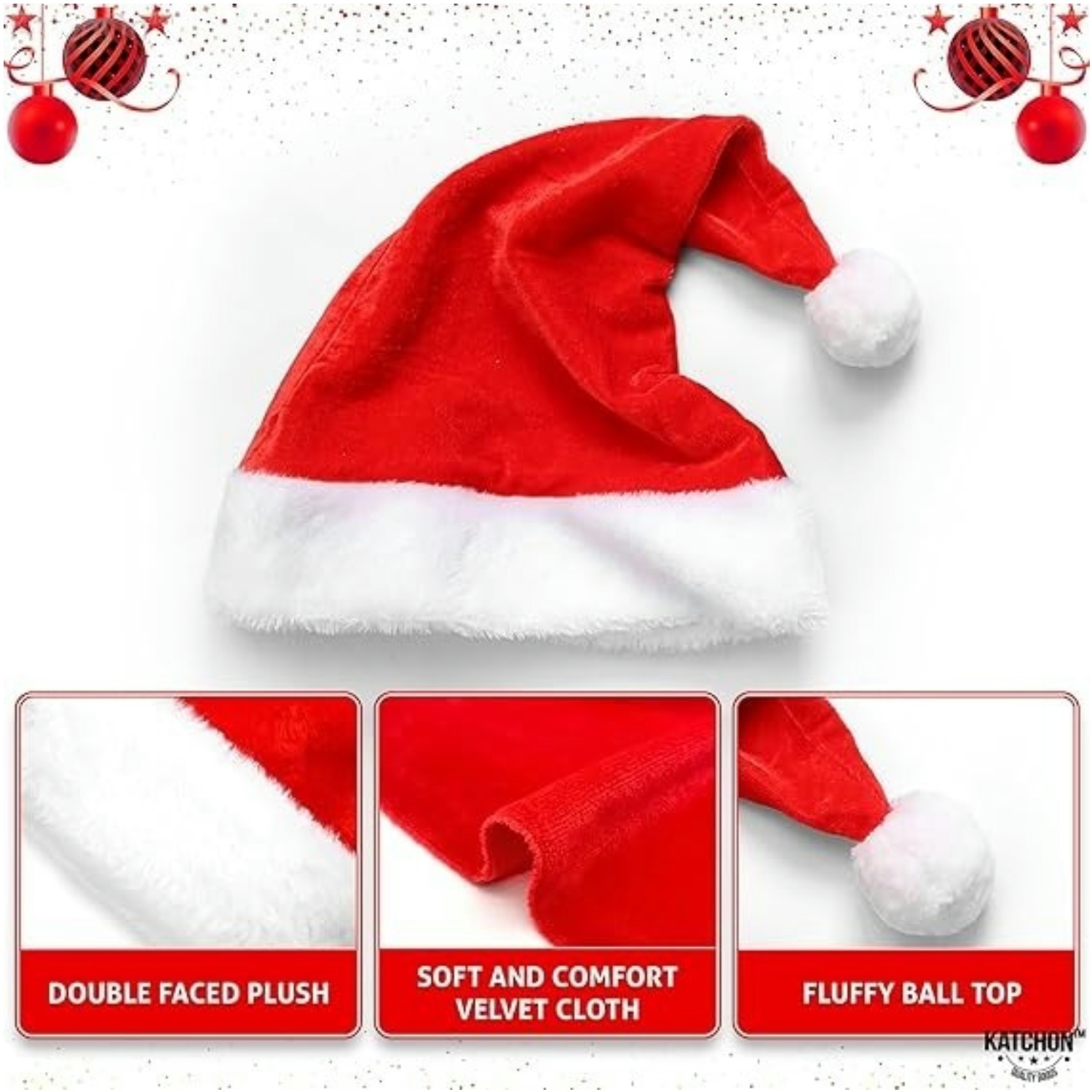 Fluffy Red Santa Hats Set with - Santa Hat Plush ulasan dan harga