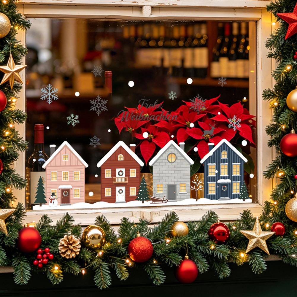 Elk Fir Tree Stickers 2pcs Chr - Snowflake Window Decal ulasan dan harga