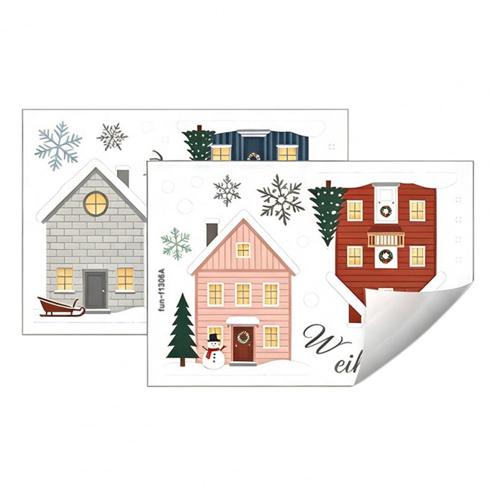 Elk Fir Tree Stickers 2pcs Chr - Snowflake Window Decal ulasan dan harga
