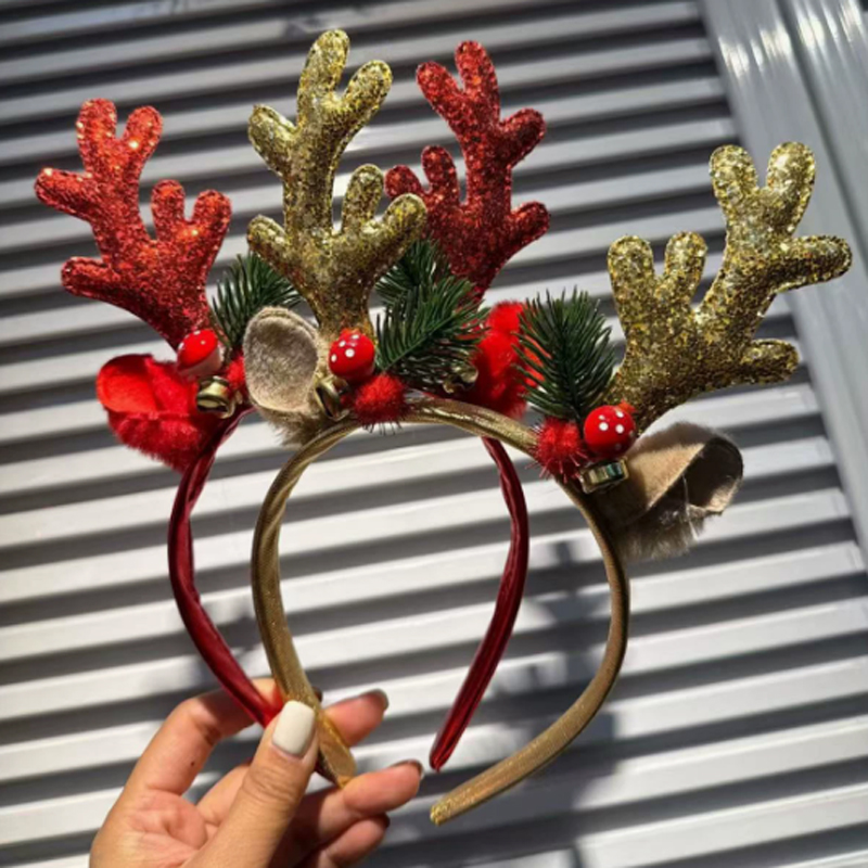 Christmas Glitter Deer Antlers - Reindeer Antlers Headband ulasan dan harga