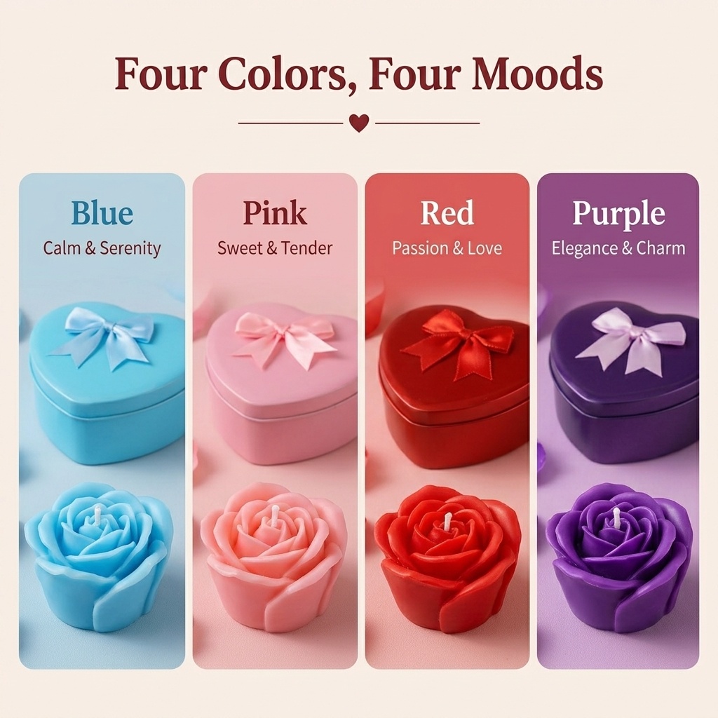 6-Piece Set of Rose-Shaped Soy - Holiday Candle Set ulasan dan harga