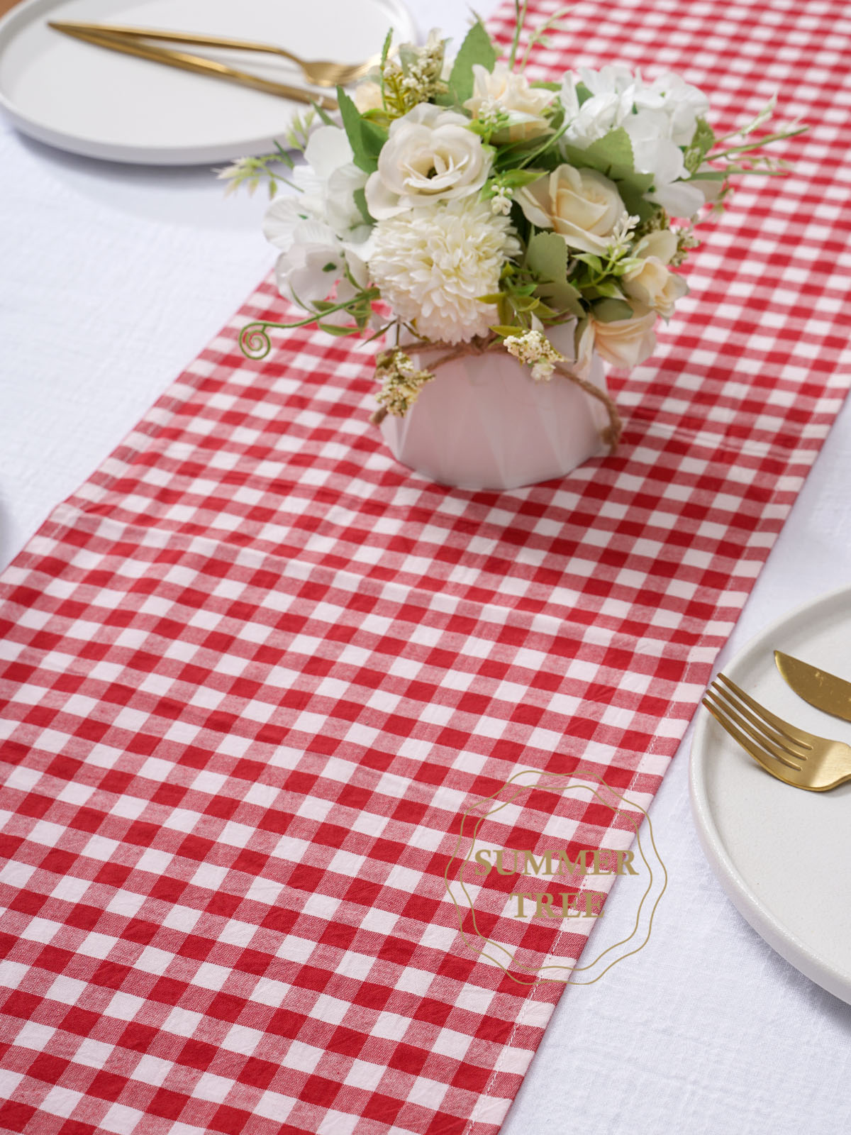 Rustic Plaid Cotton Table Runn - Christmas Throw Blanket ulasan dan harga