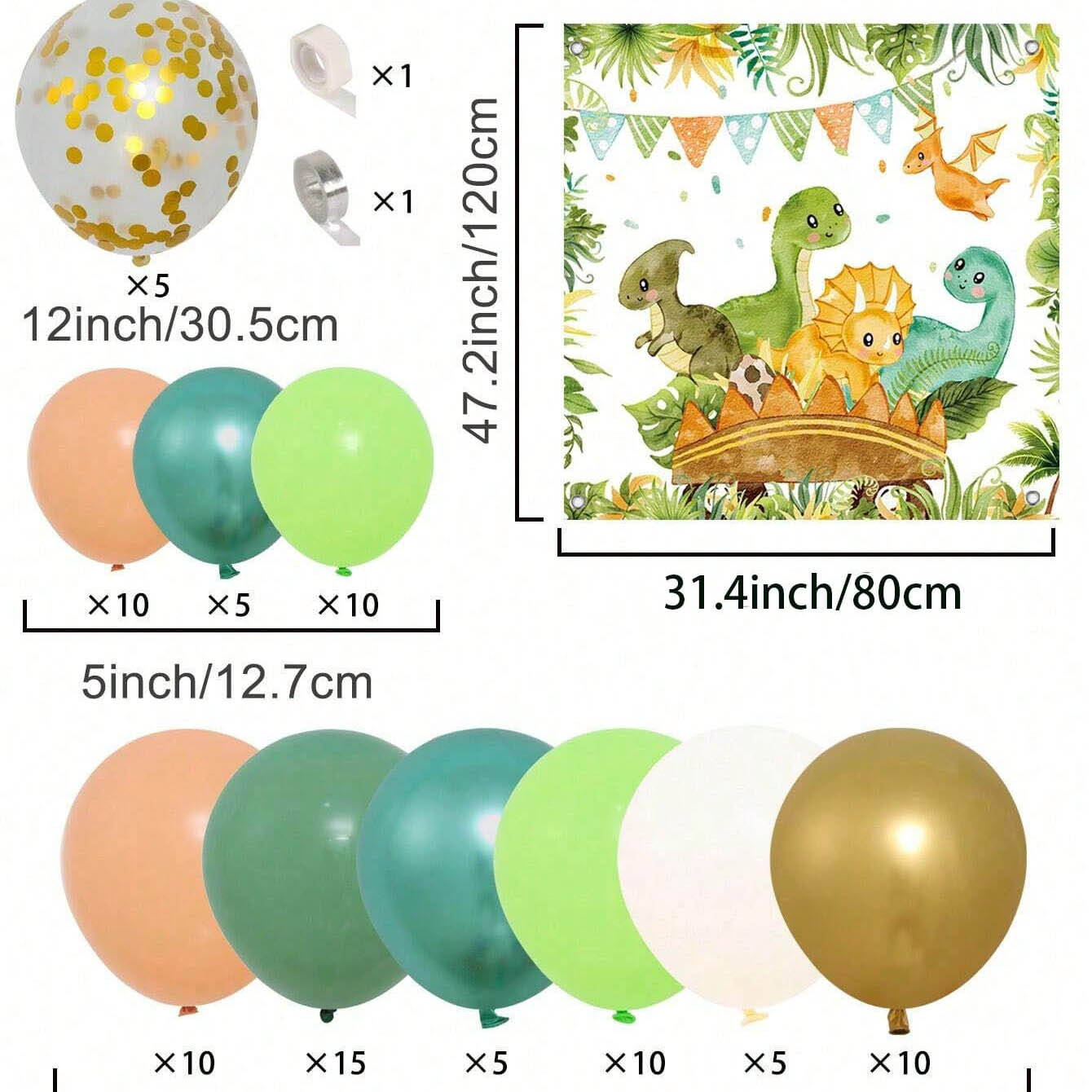 Dinosaur Balloon Set Arch for  - Tinsel Garland Decoration ulasan dan harga