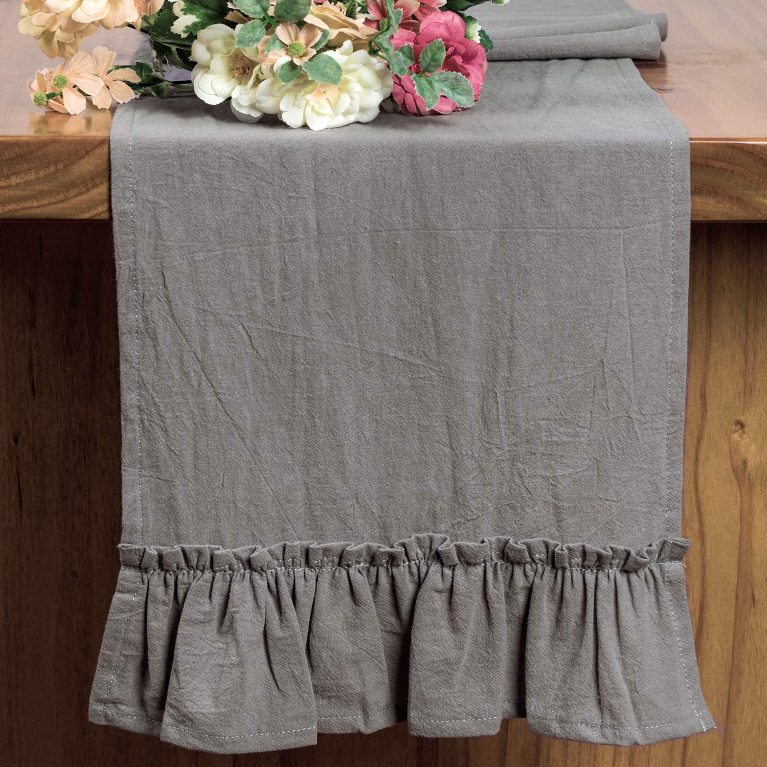Cotton Ruffles Table Runner Ev - Christmas Table Runner ulasan dan harga