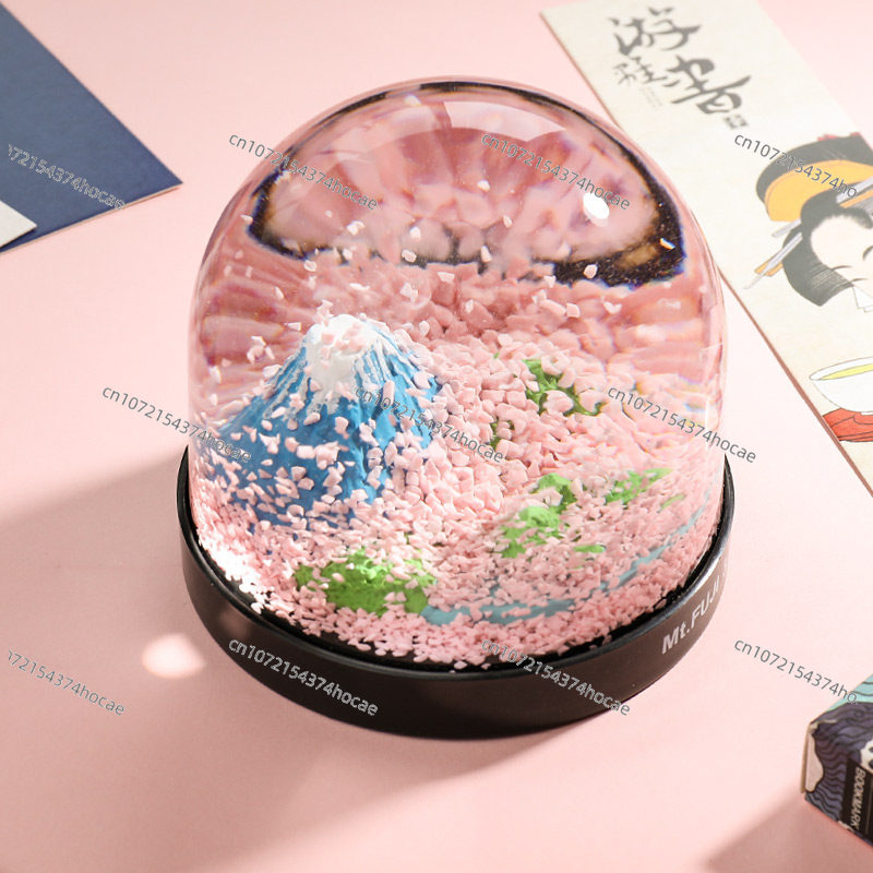 Mount Fuji romantic cherry blo - Snow Globe Musical ulasan dan harga