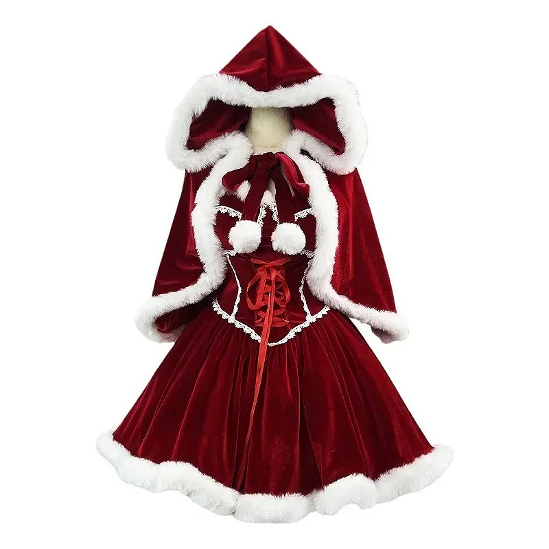 New Year Red Dress Cloak Cospl - Elf Costume Christmas ulasan dan harga