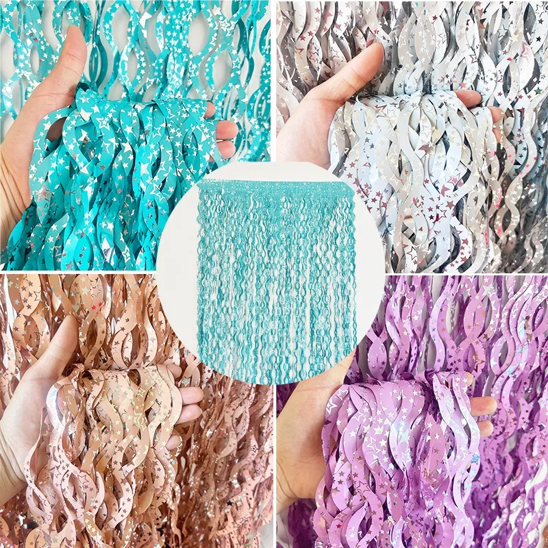 1X2M Star Colorful Rain Tinsel - Tinsel Garland Decoration ulasan dan harga