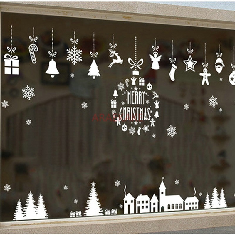 1PCS Christmas Village Glass W - Snowflake Window Decal ulasan dan harga